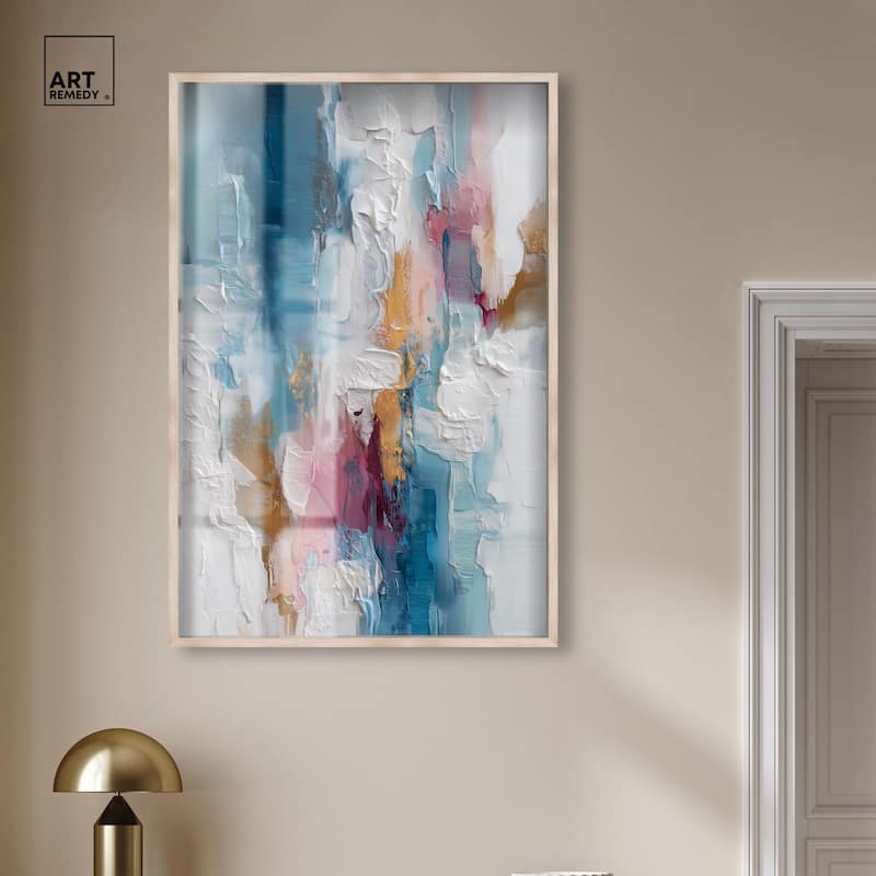 Petal Pink and Ocean Blue I Shadowbox by Art Remedy