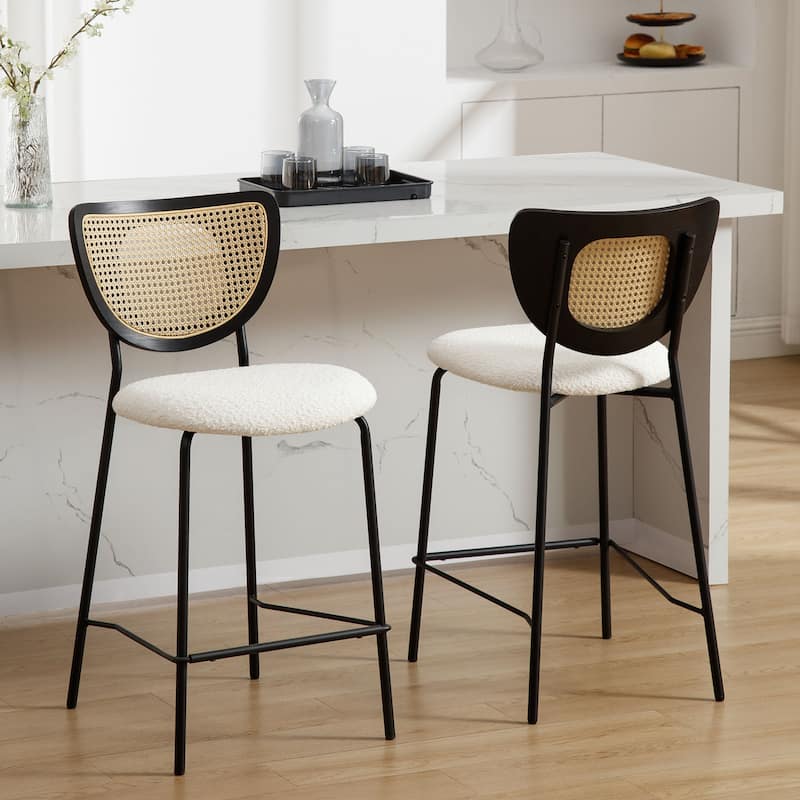 26" Rattan Counter Height Bar Stools Set of 2/3/4 - 37.8"H x 17.7"W x 21.7"D