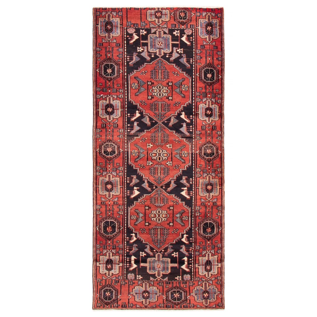 ECARPETGALLERY Hand-knotted Andelz Red Wool Rug - 4'5 x 10'0