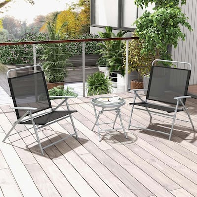 3 PCS Patio Folding Chair Set Outdoor Metal Conversation Set