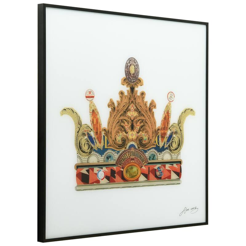 "Crown" Printed Glass Wall Art with Black Anodized Aluminum Frame