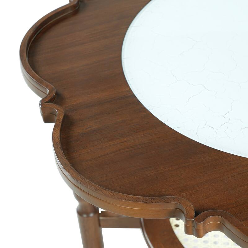Mid-Century Modern 2-Tier Coffee Table with Petal-Shaped Top by Harper&Bright Designs