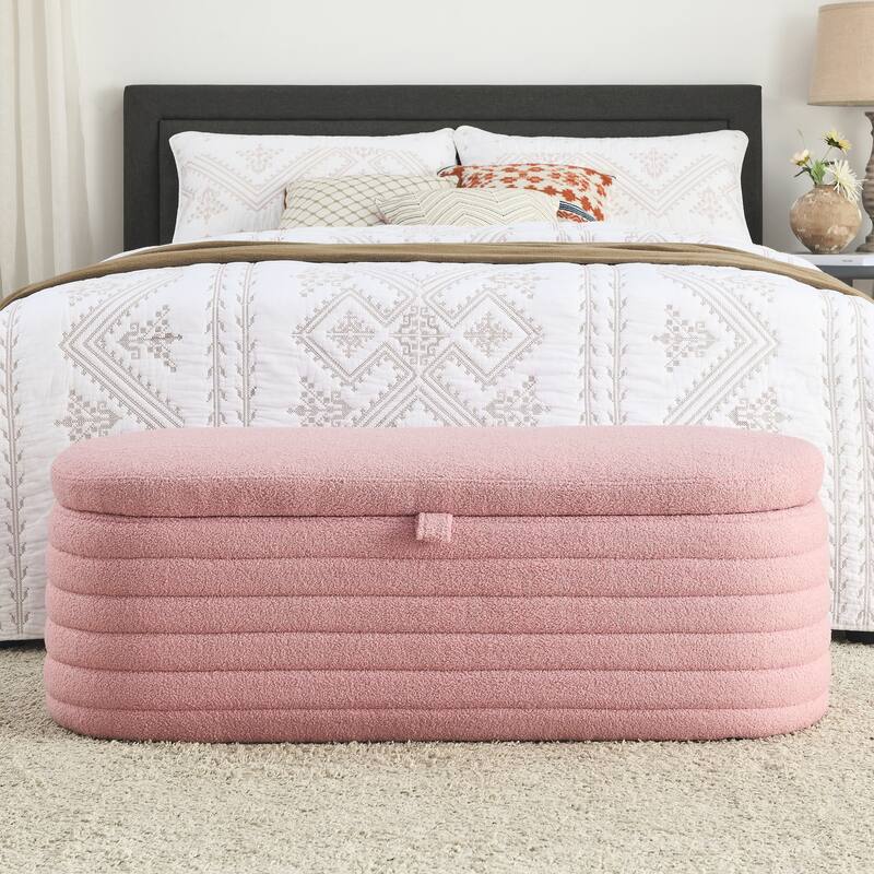 Length 45.5 inchesStorage Ottoman Bench with Safety Hinge