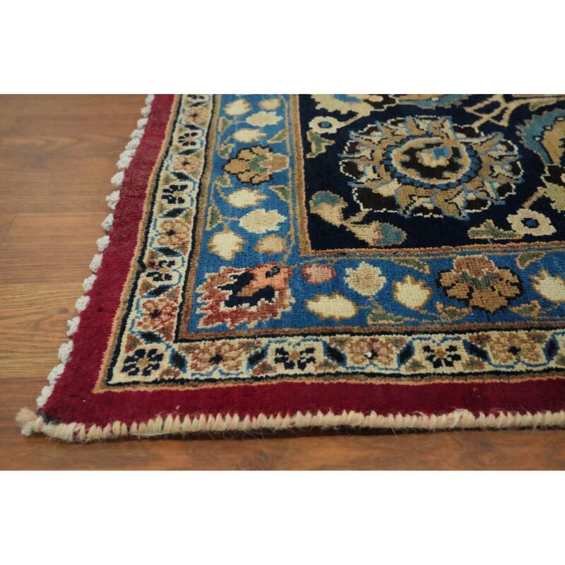 Hand Knotted Oriental 100% Wool Carpet Traditional Floral Red Mashad Area Rug - 13' 0'' X 9' 10''