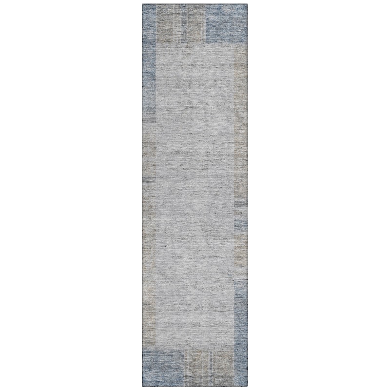 Machine Washable Indoor/ Outdoor Chantille Modern Border Rug