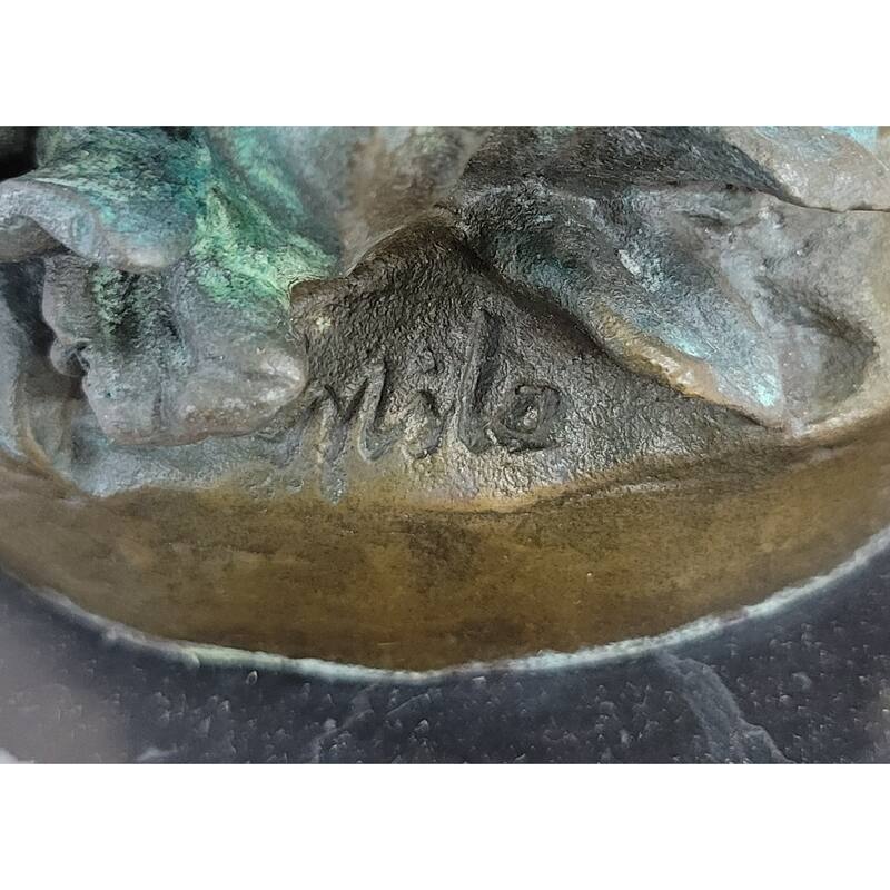 Girl Carrying Basket Of Grapes Clical Bronze Figure Statue Sculpture 17 Inches X 6 Inches