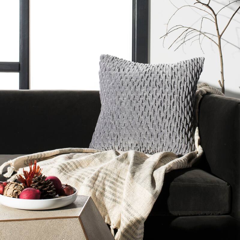 SAFAVIEH Bastrie Ruched Grey 20-inch Decorative Pillow