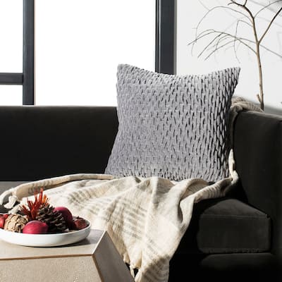 SAFAVIEH Bastrie Ruched Grey 20-inch Decorative Pillow
