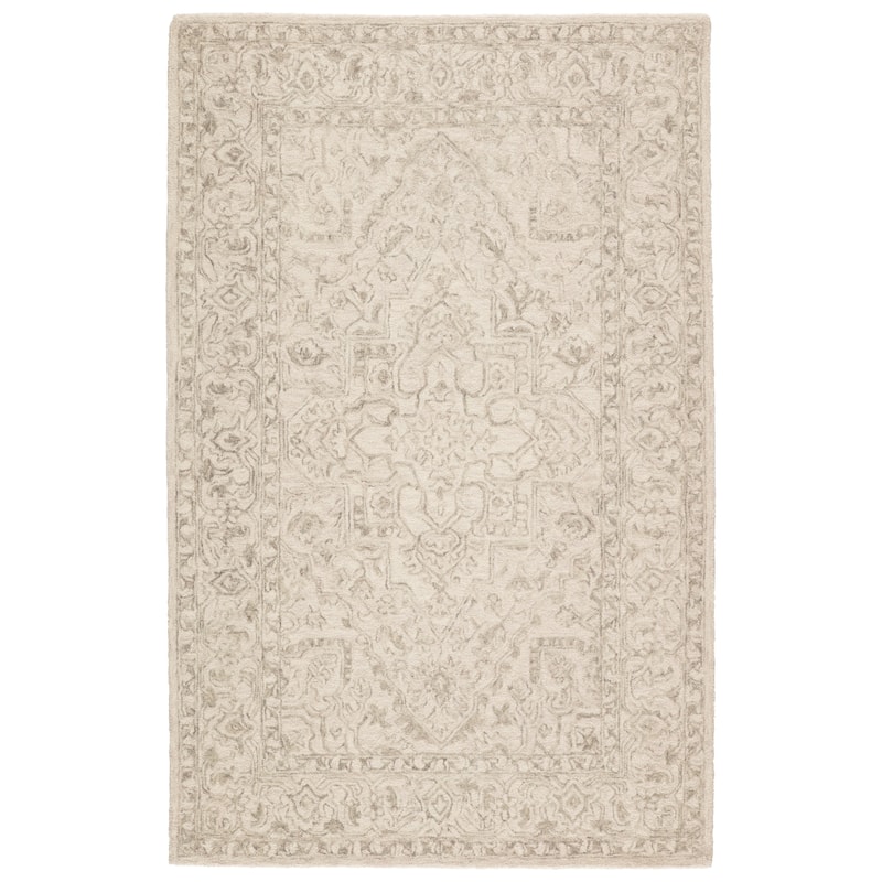 The Gray Barn Oigh Valley Handmade Medallion Light Grey and Cream Area Rug - 9' x 12' - Rectangle