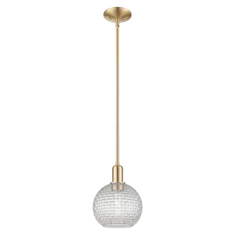 Innovations Lighting Endless Possibilities Arcadia - Athens - 1 Light 8" Basketweave Stem Hung Mini Pendant - Champagne Bronze