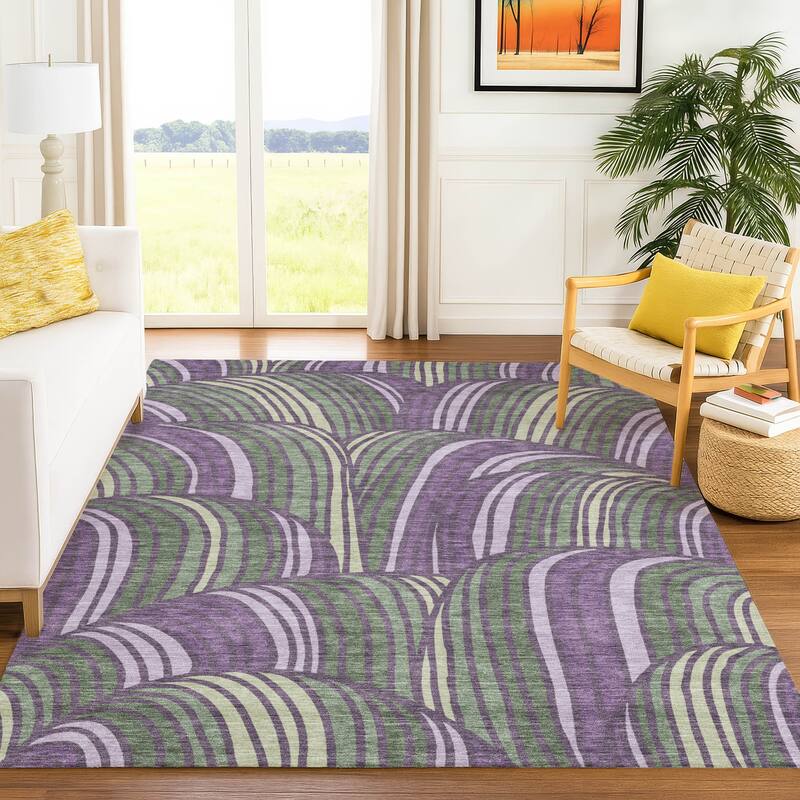 Machine Washable Indoor/ Outdoor Modern Parsons Chantille Rug