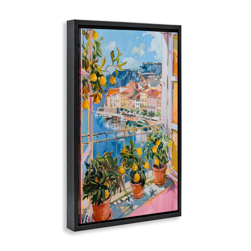 Stupell Seaside Town Window View Framed Floater Canvas Wall Art Design By LSR Design Studio