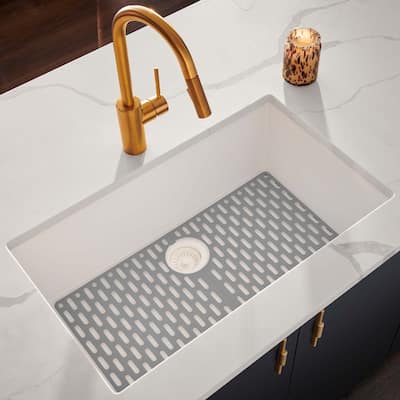 Ruvati 27 x 18 inch Granite Composite Undermount Single Bowl Kitchen Sink - Arctic White - 27 x 18 - 27 x 18