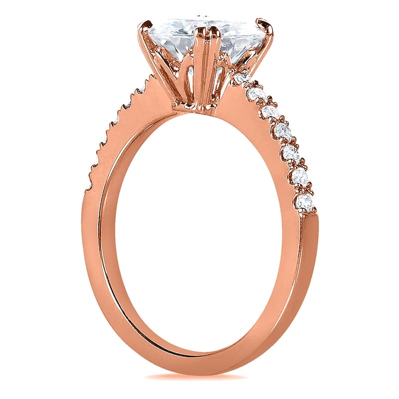Annello by Kobelli 14k Solid Gold 2 1/10ct TGW Forever One Moissanite and Lab Grown Diamond Tulip Engagement Ring (DEF, VS)