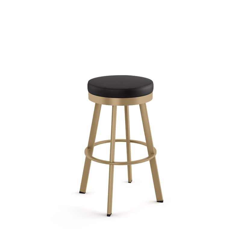 Amisco Swice Swivel Counter Stool - Black Faux Leather / Golden Metal