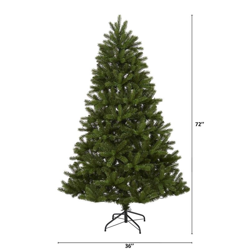 6Ft Artificial Christmas Tree with Lights - New Haven Spruce Look Holiday Decor - Green - 72