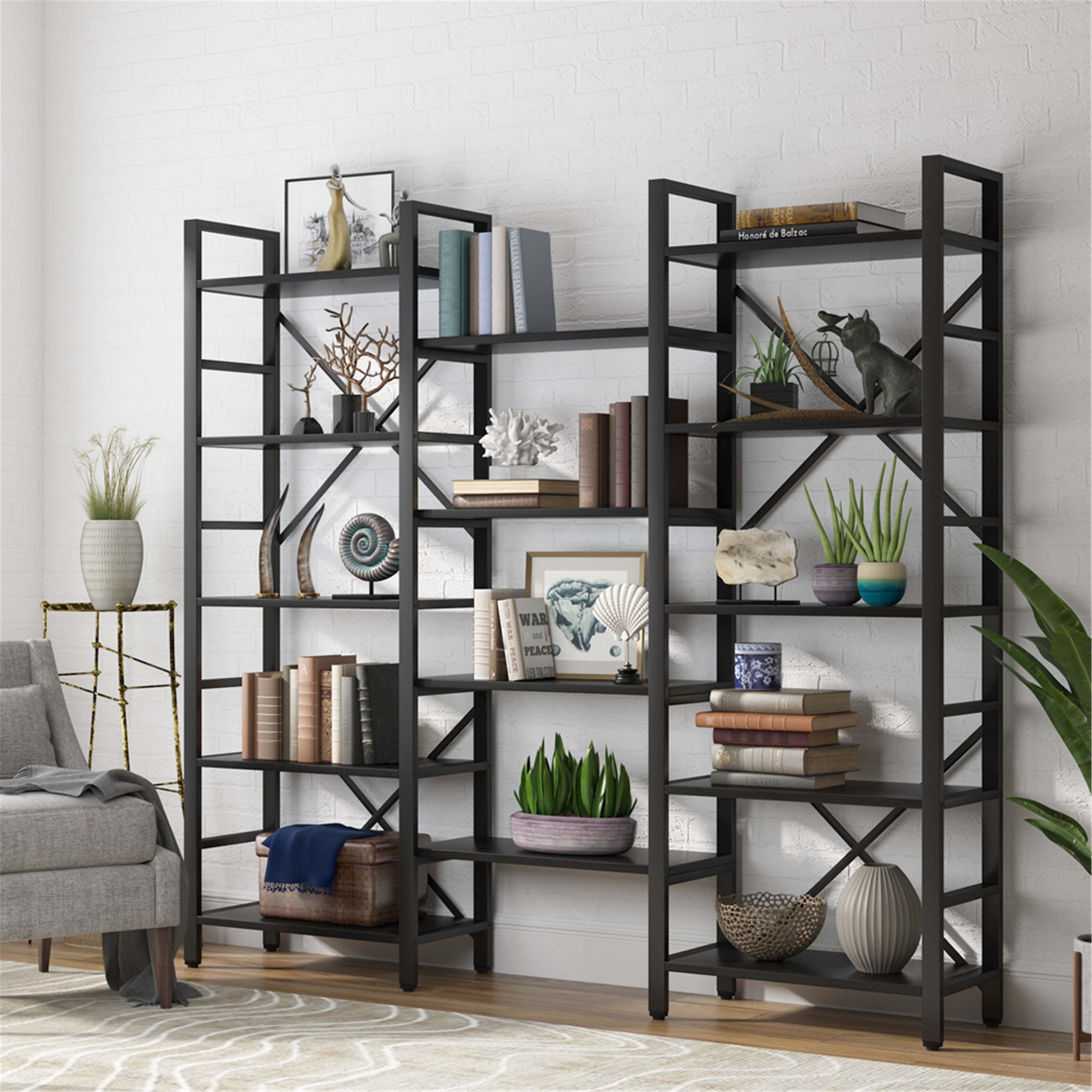 https://ak1.ostkcdn.com/images/products/is/images/direct/cecde25bb4c8e72ac5ea9be712d3bb07f1f7de1e/Triple-Wide-5-Shelf-Bookcase%2C-Etagere-Large-Open-Bookshelf-Vintage-Industrial-Style-Shelves.jpg