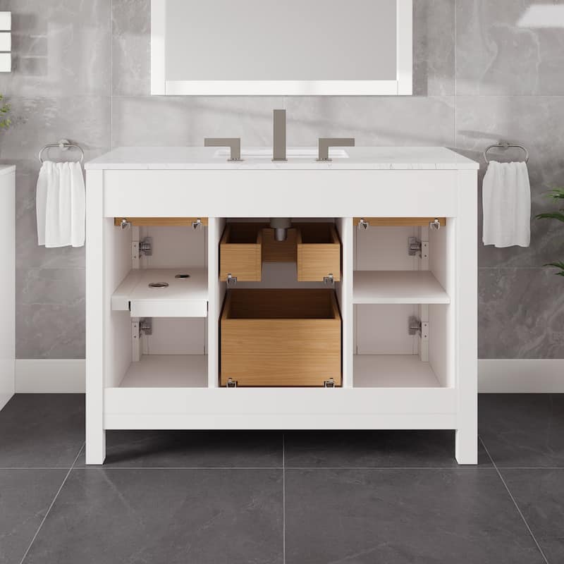 Eviva Artemis Bathroom Vanity with White Engineered Stone Countertop and Undermount Porcelain Sink