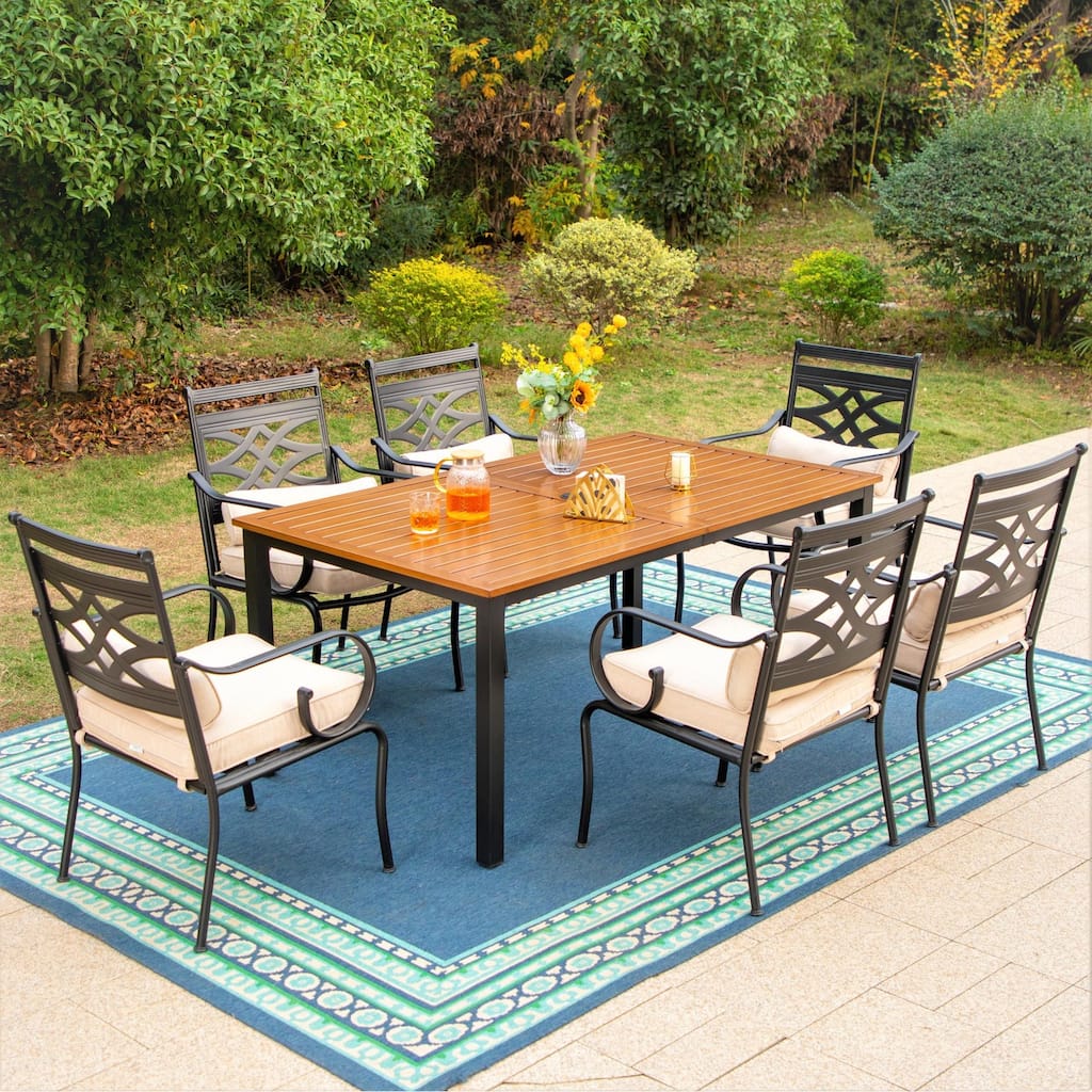 MAISON ARTS 7/5-piece Patio Dining Set, 6 Metal Patio Dining Chairs and 1 Metal Dining Table