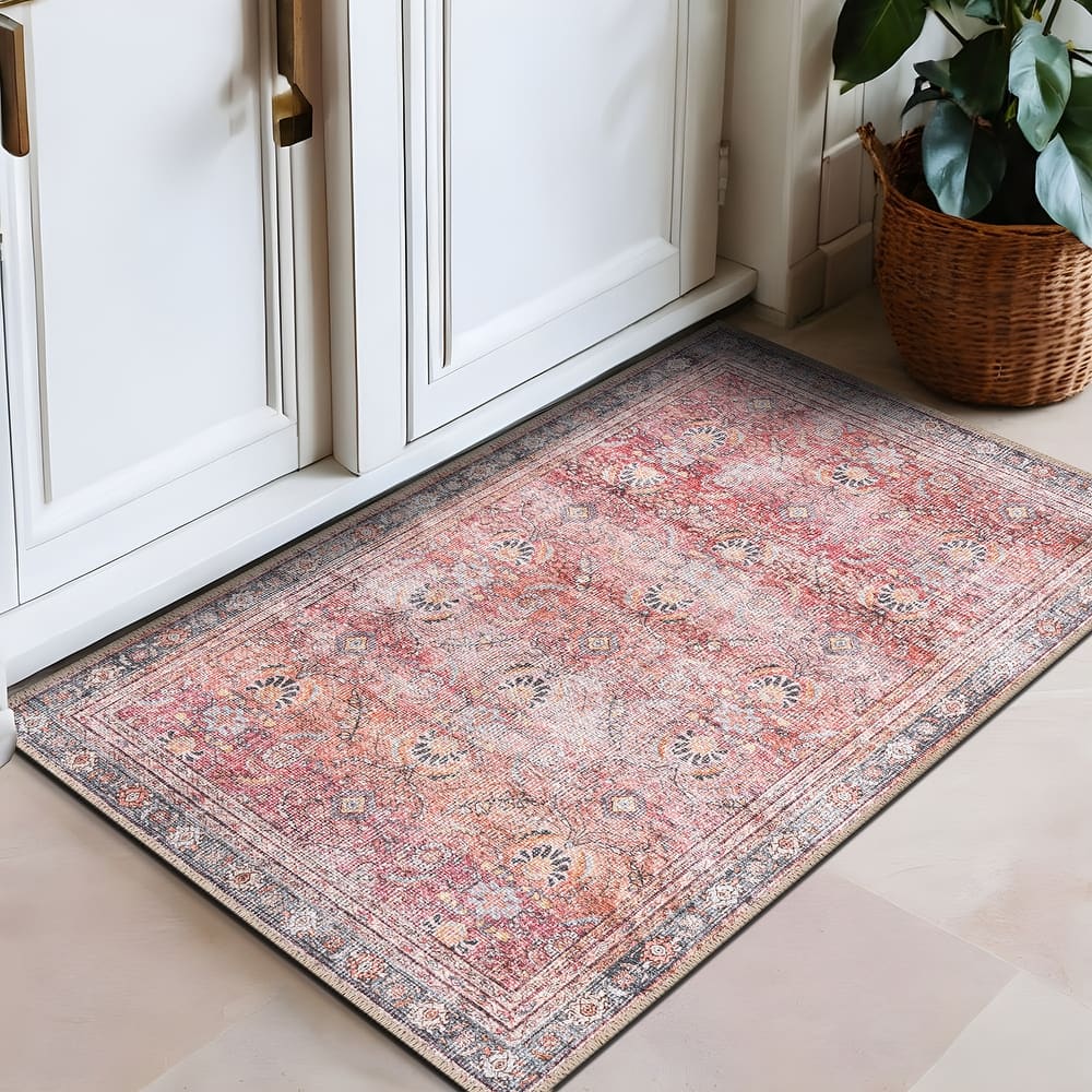 World Rug Gallery Vintage Inspired Machine Washable Non Slip Area Rug