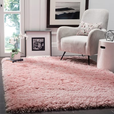 SAFAVIEH Polar Shag Bibi Glam Solid 3-inch Extra Thick Rug - Light Pink - 8' x 10'