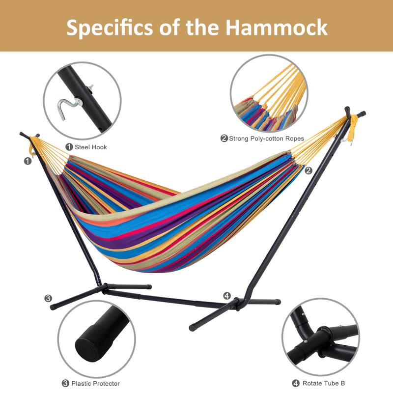 10.7 ft. 2-Person Brazilian-Style hammock with Stand - Convertible