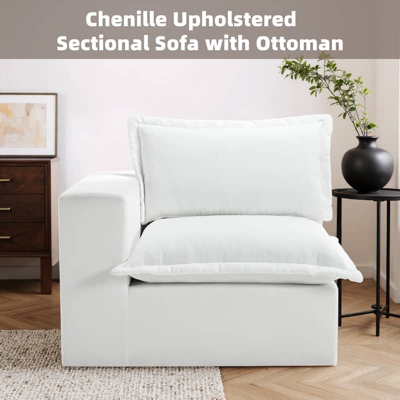 42"W Chenille Upholstered No Assembly Corner Chair