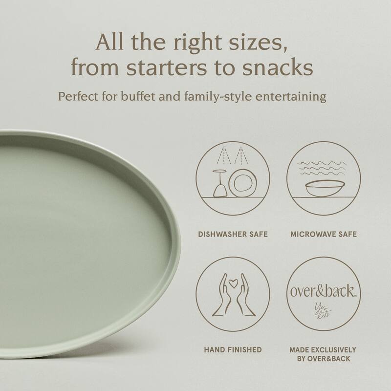 over&back Stackable Semi-Matte Stoneware Oval Serving Platter