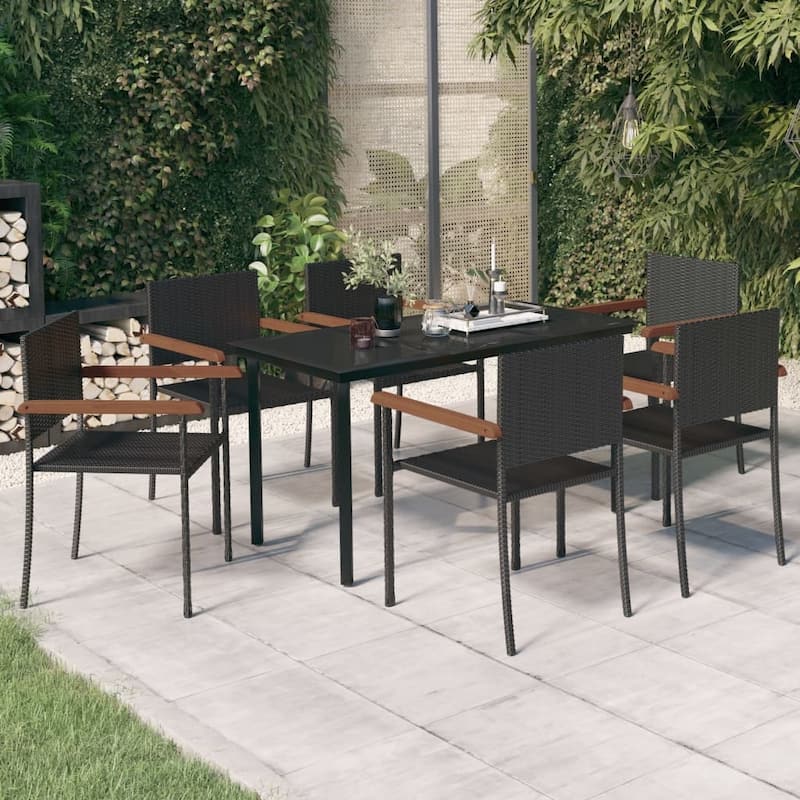 vidaXL Patio Dining Set Outdoor Dining Set Garden Table and Chair Set Black
