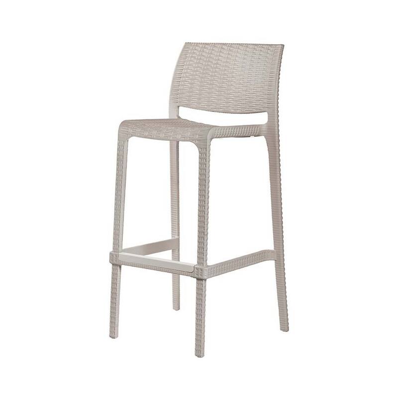 HomeRoots Set of Two 30" Taupe Faux Rattan Outdoor Bar Height Chairs