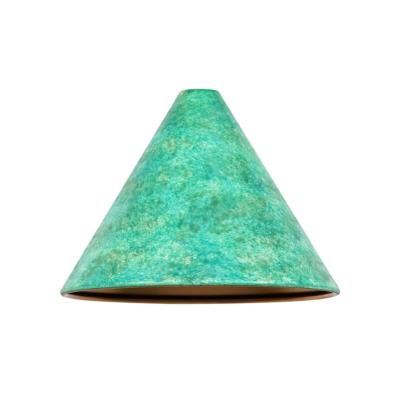Rennnsan 1-Light Farmhouse Distressed Green Metal Shade Cone Wall Sconce with Gold Interior Accent
