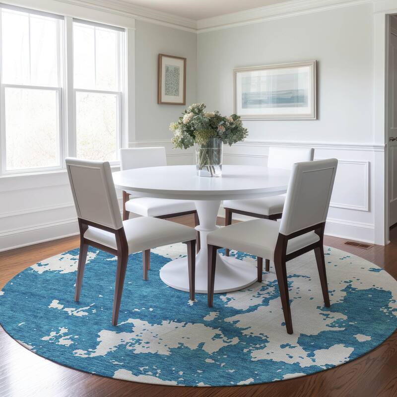 Machine Washable Indoor/ Outdoor Chantille Abstract Rug
