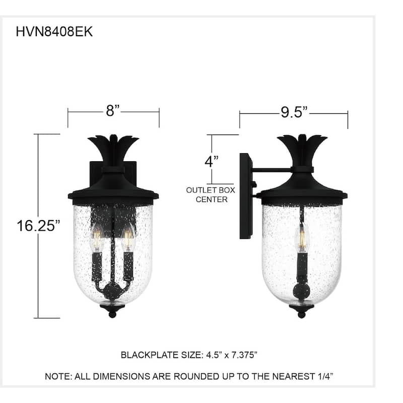 Havana 2-Light Earth Black Outdoor Wall Lantern