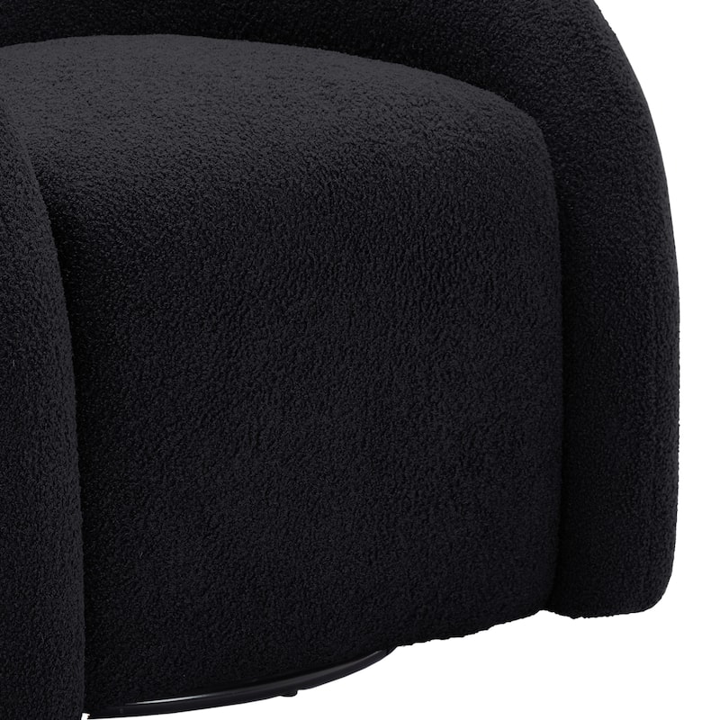 Boucle Swivel Accent Chair Round Barrel Armchair Set of 2