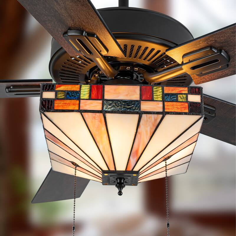 Reid River of Goods 5-blade 52-inch Indoor Tiffany-style Ceiling Fan with Shade and Remote Control