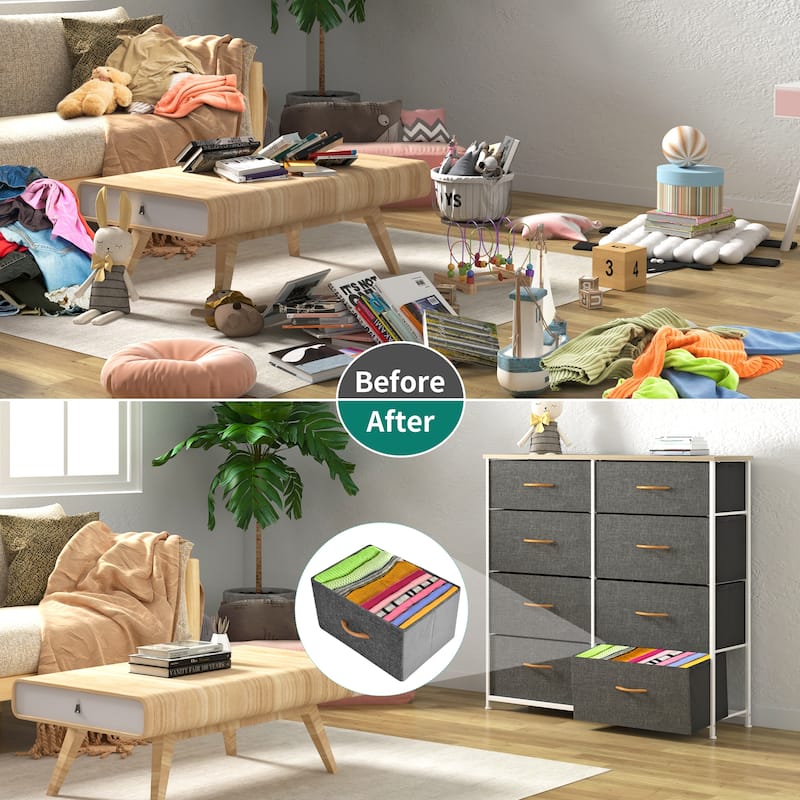 Modern Wide Dresser Storage Tower with 8 Drawers