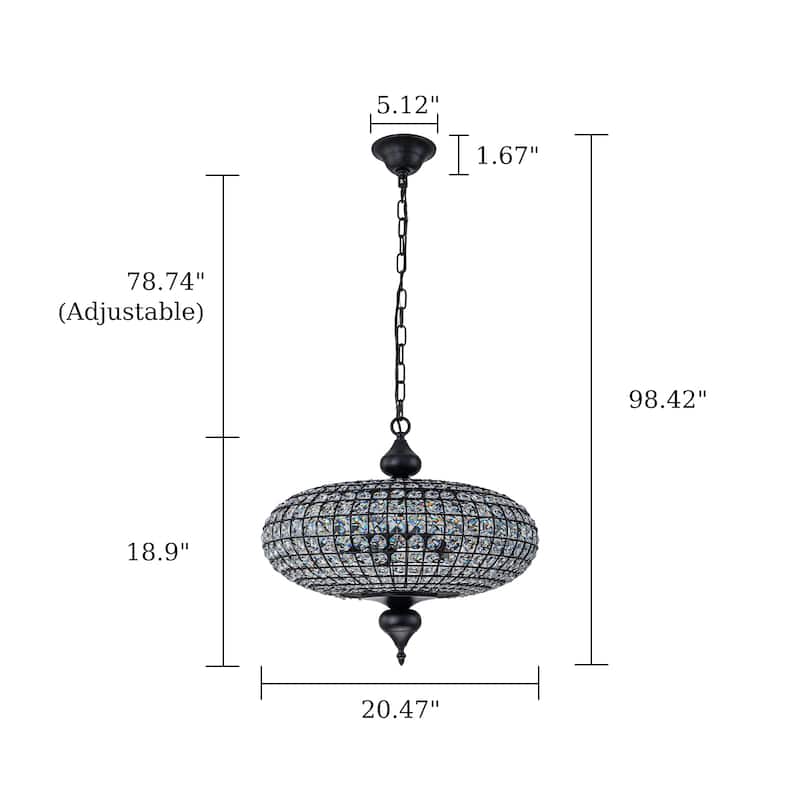 Retro French 4/5-Light Antique Brass Globe Crystal Chandelier for Living/Dining Room