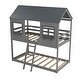 preview thumbnail 6 of 11, Twin Over Twin Bunk Bed Wood Bed with Roof and Window