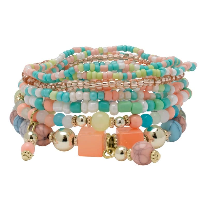 Victoria Townsend Gold Plated Pastel Multi-color Bead Layering Bracelet