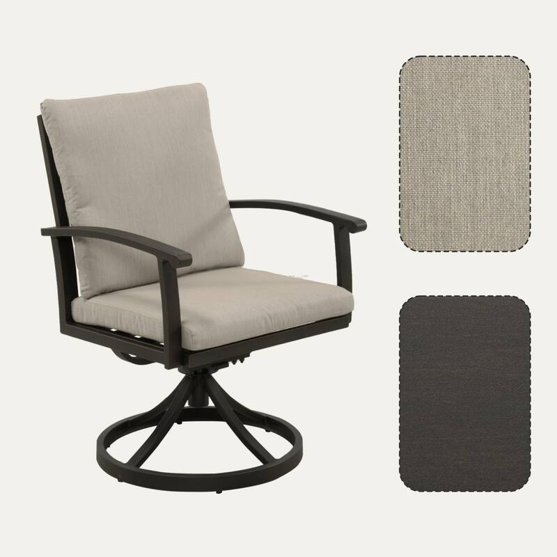 EGEIROS LIFE AluLux 7-Piece Aluminum Patio Dining Set with 6 Swivel Dining Chairs and Washable Cushions