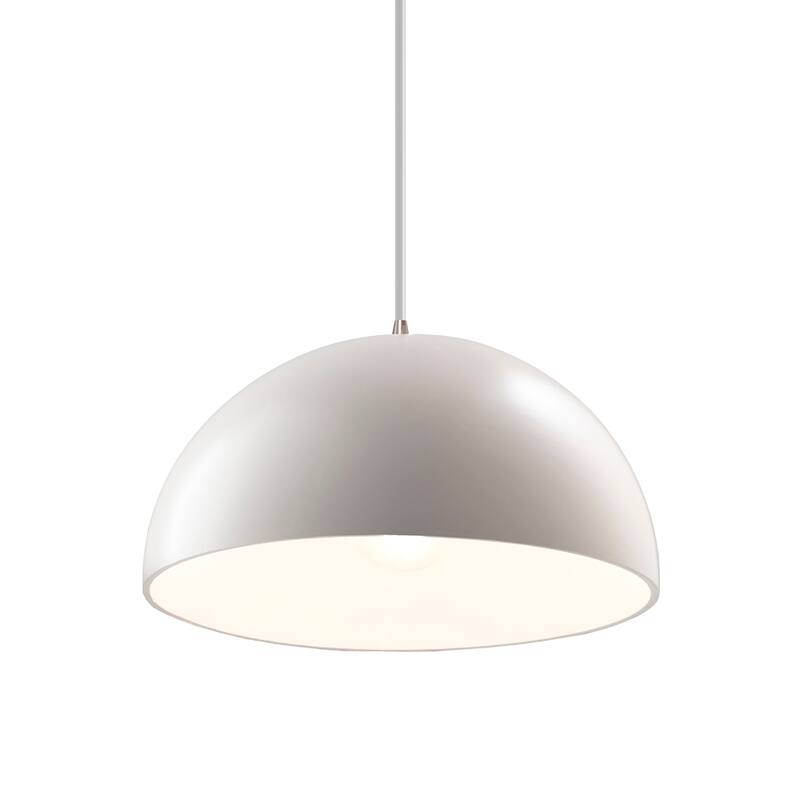 Justice Design Group Dome 1-Light Pendant - White Cord/Matte White/Brushed Nickel