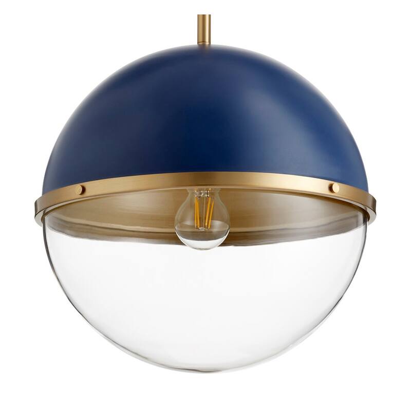 Quorum International 12-3/4" Wide Pendant - Blue / Aged Brass