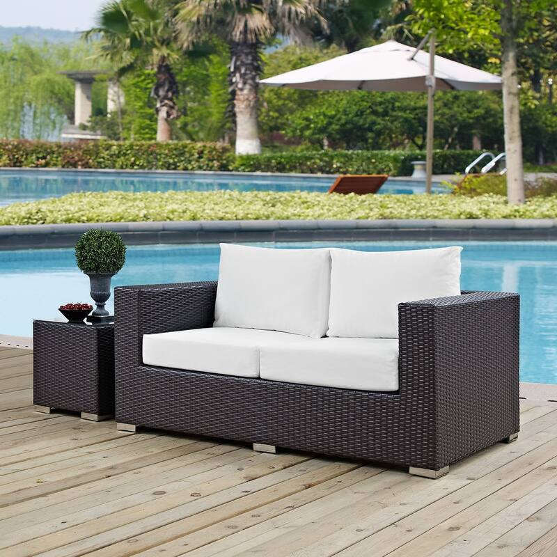 Convene Outdoor Patio Loveseat - Espresso White