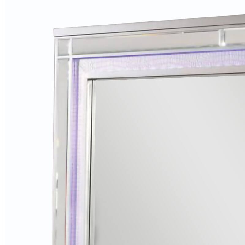 50 Inch Contemporary Textured Mirror with LED, Silver