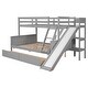 preview thumbnail 13 of 15, Twin Over Full Pine Bunk Bed with Drawers, Slide, Shelves, Convertible