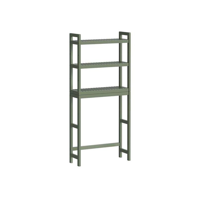 3-Tier Tall Freestanding Wicker Over-the-Toilet Storage Organizer with 3 Hight Adjustable Middle Shelf