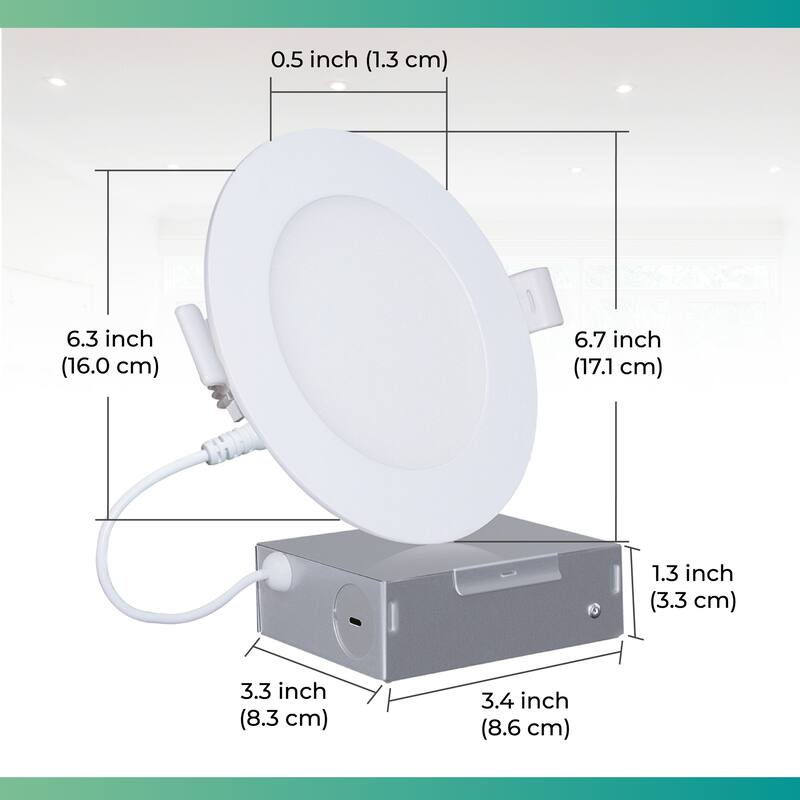 Infibrite 6 Inch 3000K Warm White 12W 1050LM Ultra-Slim LED Ceiling Light with Junction Box, Flush Mount, Dimmable (24 Pack)