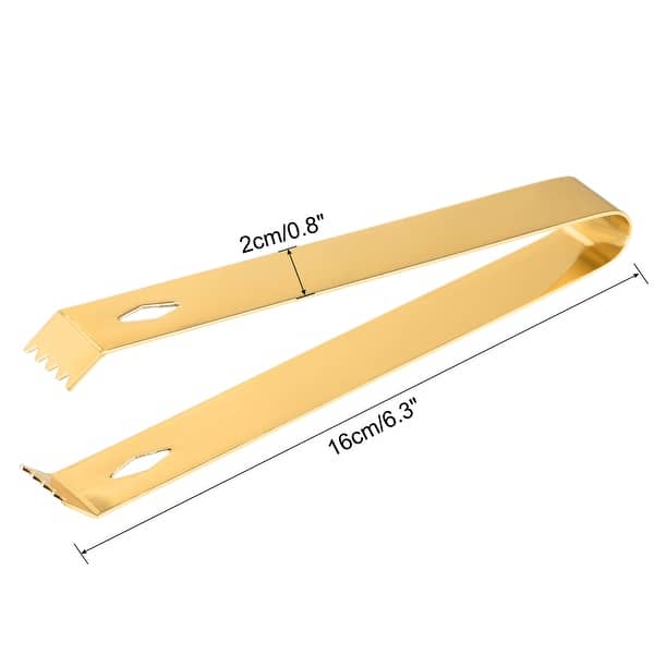 Stainless Steel Ice Bucket Tongs Serving Bar Tongs for Ice Cube Sugar - Gold - 6.3" x 0.8”