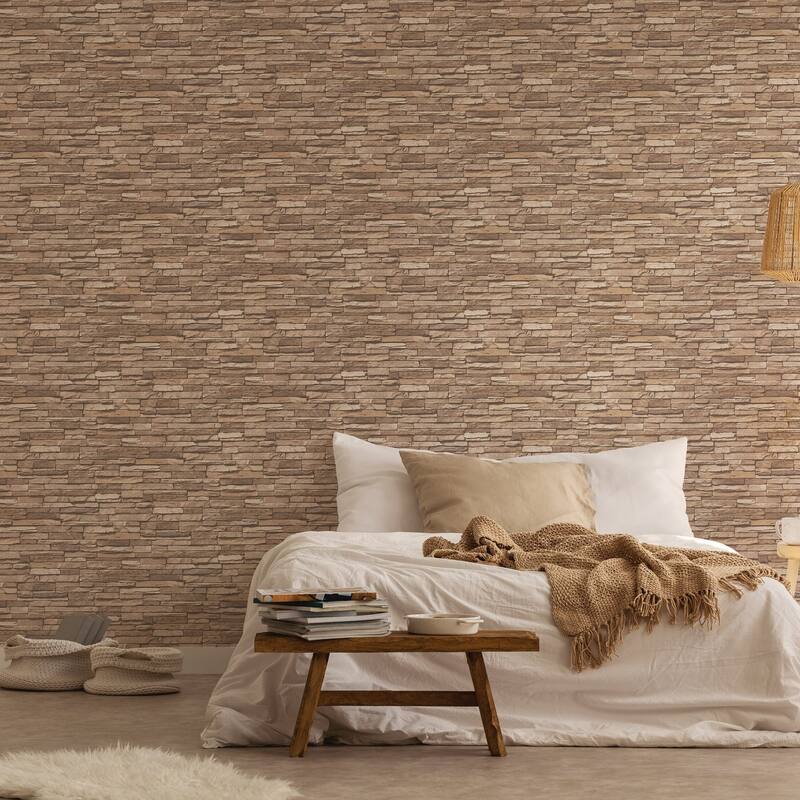 Galerie Wallcoverings Bricks and More Collection Chic Stonewall Effect Matte Finish Vinyl on Non-woven Wallpaper Roll
