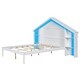 preview thumbnail 13 of 17, Wood Platform Bed with House-shaped Storage Headboard and Built-in LED